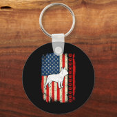Vintage Amerikaanse vlag Franse buldog patriottisc Sleutelhanger (Voorkant)