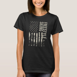 Vintage Amerikaanse Vlag Freestyle Skiën Premium T-shirt