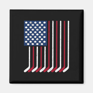 Vintage Amerikaanse vlag gemaakt van hockey grappi Magneet