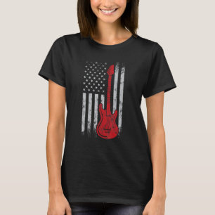 Vintage Amerikaanse Vlag Gitaar Grafisch 4 juli P T-shirt