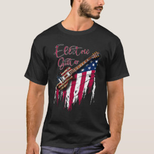 Vintage Amerikaanse Vlag Gitaar Usa Familie Vs 4e T-shirt