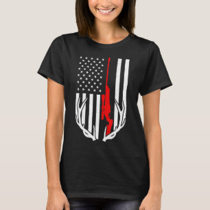 Vintage Amerikaanse Vlag Hertenjacht Kampeerliefhe T-shirt