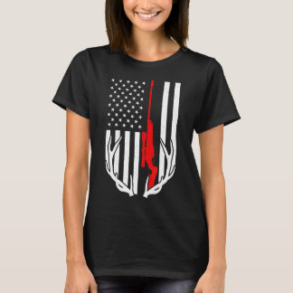 Vintage Amerikaanse Vlag Hertenjacht Kampeerliefhe T-shirt
