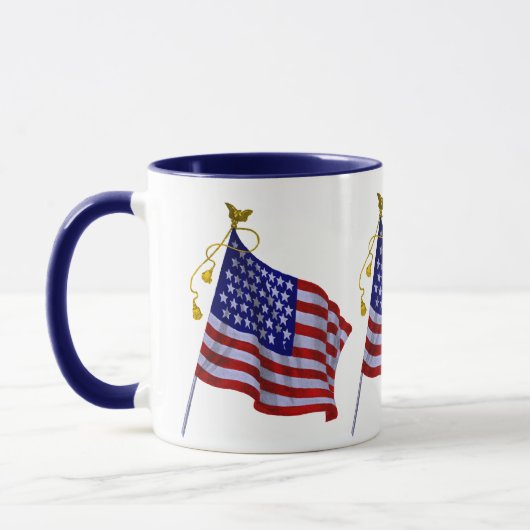 Vintage Amerikaanse vlag in patriottisch rood, wit Mok (Links)