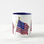 Vintage Amerikaanse vlag in patriottisch rood, wit Mok (Midden)