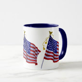 Vintage Amerikaanse vlag in patriottisch rood, wit Mok (Voorkant rechts)