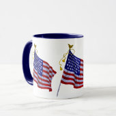 Vintage Amerikaanse vlag in patriottisch rood, wit Mok (Voorkant links)