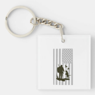 Vintage Amerikaanse vlag jachtsilhouet buiten  Sleutelhanger
