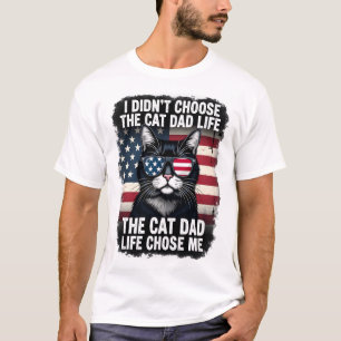 Vintage Amerikaanse Vlag Kat Vader Vaderdag Kitten T-shirt