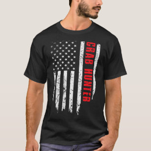 Vintage Amerikaanse Vlag Krab Jager Liefhebber Vis T-shirt