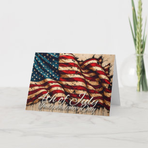 Vintage Amerikaanse vlag kunst voor 4 juli Kaart