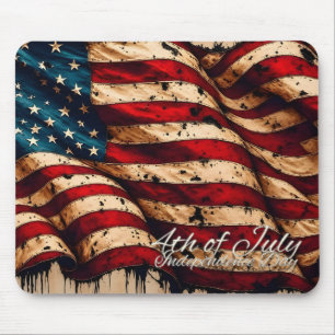 Vintage Amerikaanse vlag kunst voor 4 juli Muismat