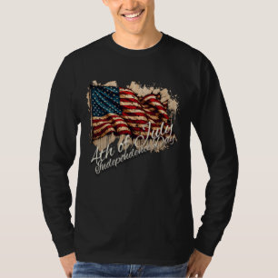Vintage Amerikaanse vlag kunst voor 4 juli T-shirt