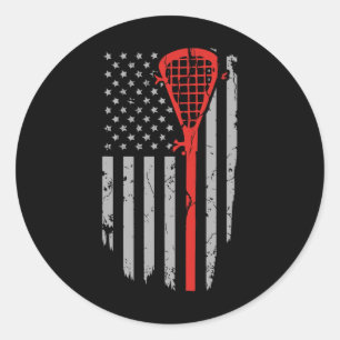 Vintage Amerikaanse Vlag Lacrosse Jeugd Kleding  Ronde Sticker