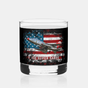 Vintage Amerikaanse vlag luchtvaartkunst Whisky Glas