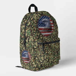 Vintage Amerikaanse vlag met adelaar camouflage Bedrukte Rugzak