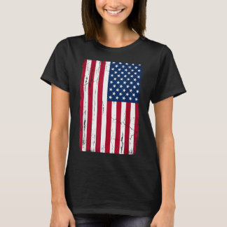Vintage Amerikaanse Vlag met Afgeplatte Afwerking T-shirt