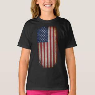 Vintage Amerikaanse vlag met afwerking T-shirt