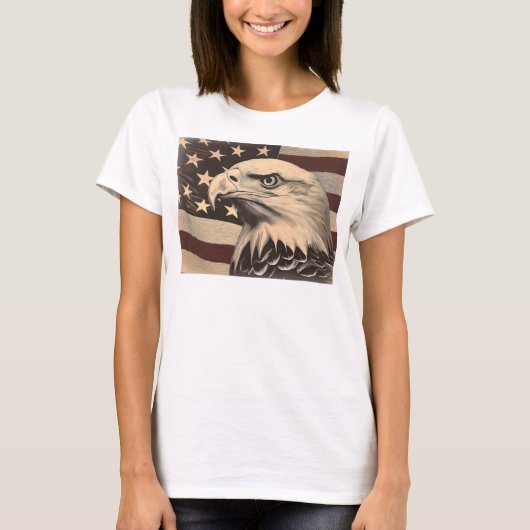 Vintage Amerikaanse vlag met Amerikaanse zeearend T-shirt (Voorkant)