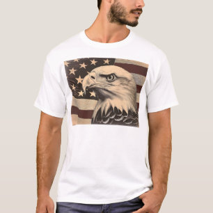 Vintage Amerikaanse vlag met Amerikaanse zeearend T-shirt