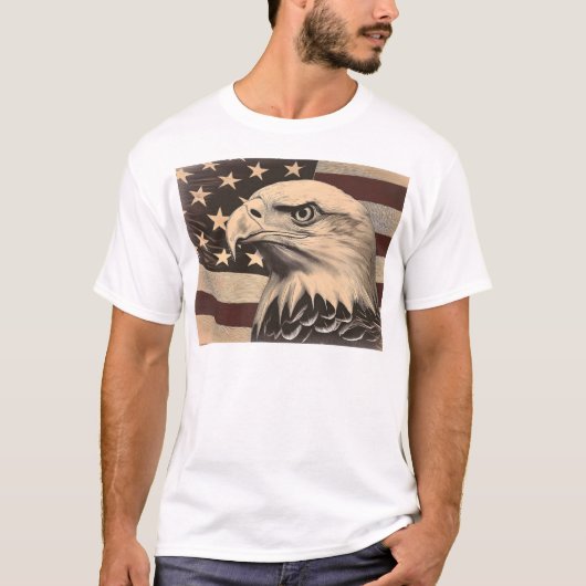 Vintage Amerikaanse vlag met Amerikaanse zeearend  T-shirt (Voorkant)