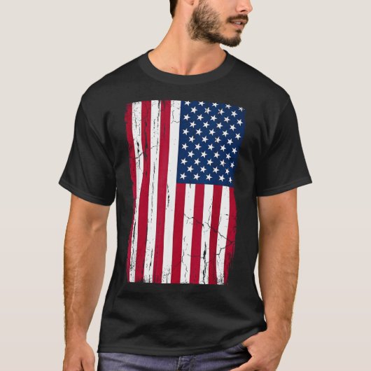 Vintage Amerikaanse vlag met distressed-effect T-shirt (Voorkant)