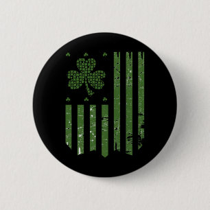 Vintage Amerikaanse vlag met shamrock ontwerp St P Ronde Button 5,7 Cm
