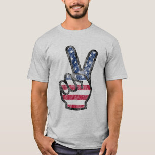 Vintage Amerikaanse vlag met verweerde overwinning T-shirt