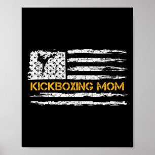 Vintage Amerikaanse Vlag Mma Kickboksen Vechter Mo Poster