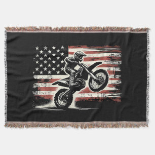 Vintage Amerikaanse Vlag Motocross Motorrijder Dir Deken