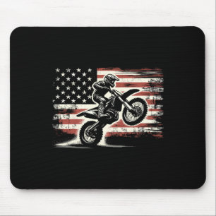 Vintage Amerikaanse Vlag Motorcross Motorrijder Muismat