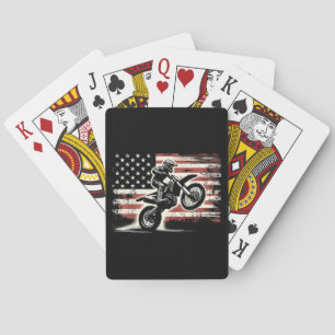 Vintage Amerikaanse vlag motorcross motorrijder vu Pokerkaarten