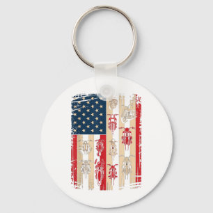 Vintage Amerikaanse Vlag Motorrijder Usa 4 juli Sleutelhanger