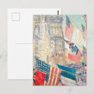Vintage Amerikaanse Vlag NYC 5th Ave Patriottische Briefkaart