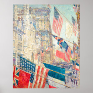 Vintage Amerikaanse Vlag NYC 5th Ave Patriottische Poster