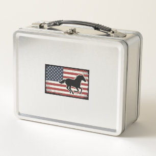Vintage Amerikaanse Vlag Paard Vector Kunst Design