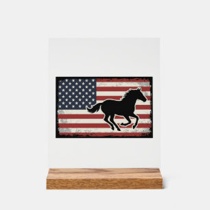 Vintage Amerikaanse Vlag Paard Vector Kunst Design Acryl Bord
