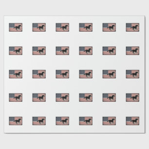 Vintage Amerikaanse Vlag Paard Vector Kunst Design Cadeaupapier