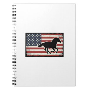 Vintage Amerikaanse Vlag Paard Vector Kunst Design Notitieboek