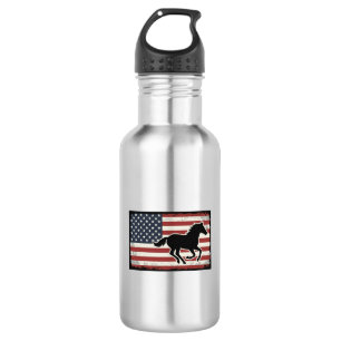 Vintage Amerikaanse Vlag Paard Vector Kunst Design Waterfles