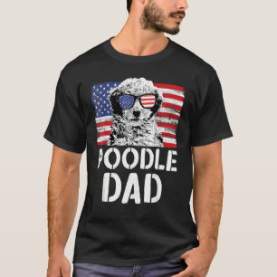 Vintage Amerikaanse Vlag Poodle Vader Hond Voor Va T-shirt