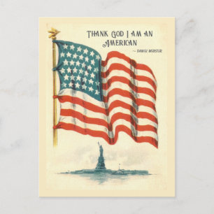 Vintage Amerikaanse Vlag Standbeeld van de Vrijhei Briefkaart