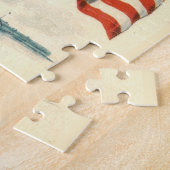 Vintage Amerikaanse Vlag Standbeeld van de Vrijhei Legpuzzel (Zijkant)