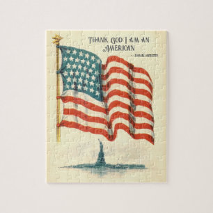 Vintage Amerikaanse Vlag Standbeeld van de Vrijhei Legpuzzel