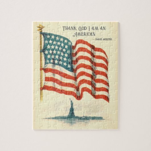 Vintage Amerikaanse Vlag Standbeeld van de Vrijhei Legpuzzel (Verticaal)