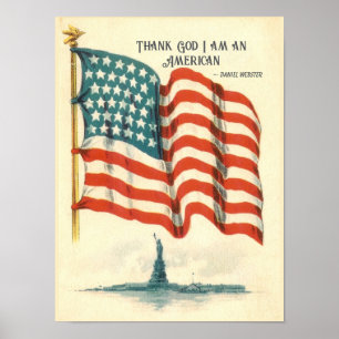 Vintage Amerikaanse vlag Standbeeld van de Vrijhei Poster
