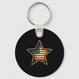Vintage Amerikaanse Vlag Ster Patriottische Onafha Sleutelhanger