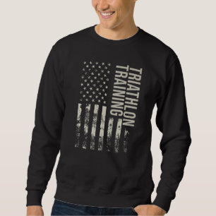 Vintage Amerikaanse vlag triatlon trainingspremie Trui