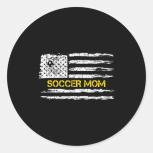 Vintage Amerikaanse Vlag Trots Voetbal Moeder Voet Ronde Sticker