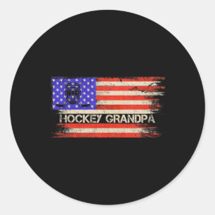 Vintage Amerikaanse vlag trotse hockeyspeler opa  Ronde Sticker